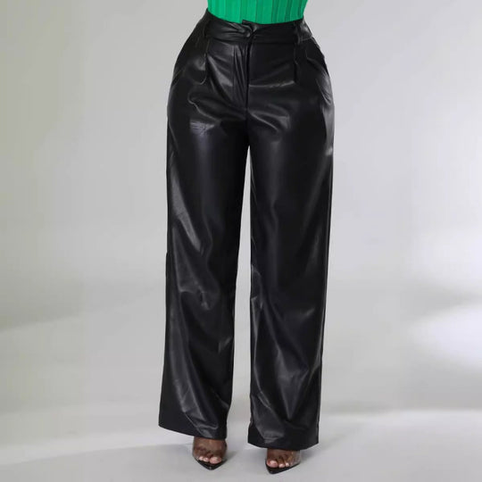 Damen Elegante und stilvolle Kunstlederhose EB