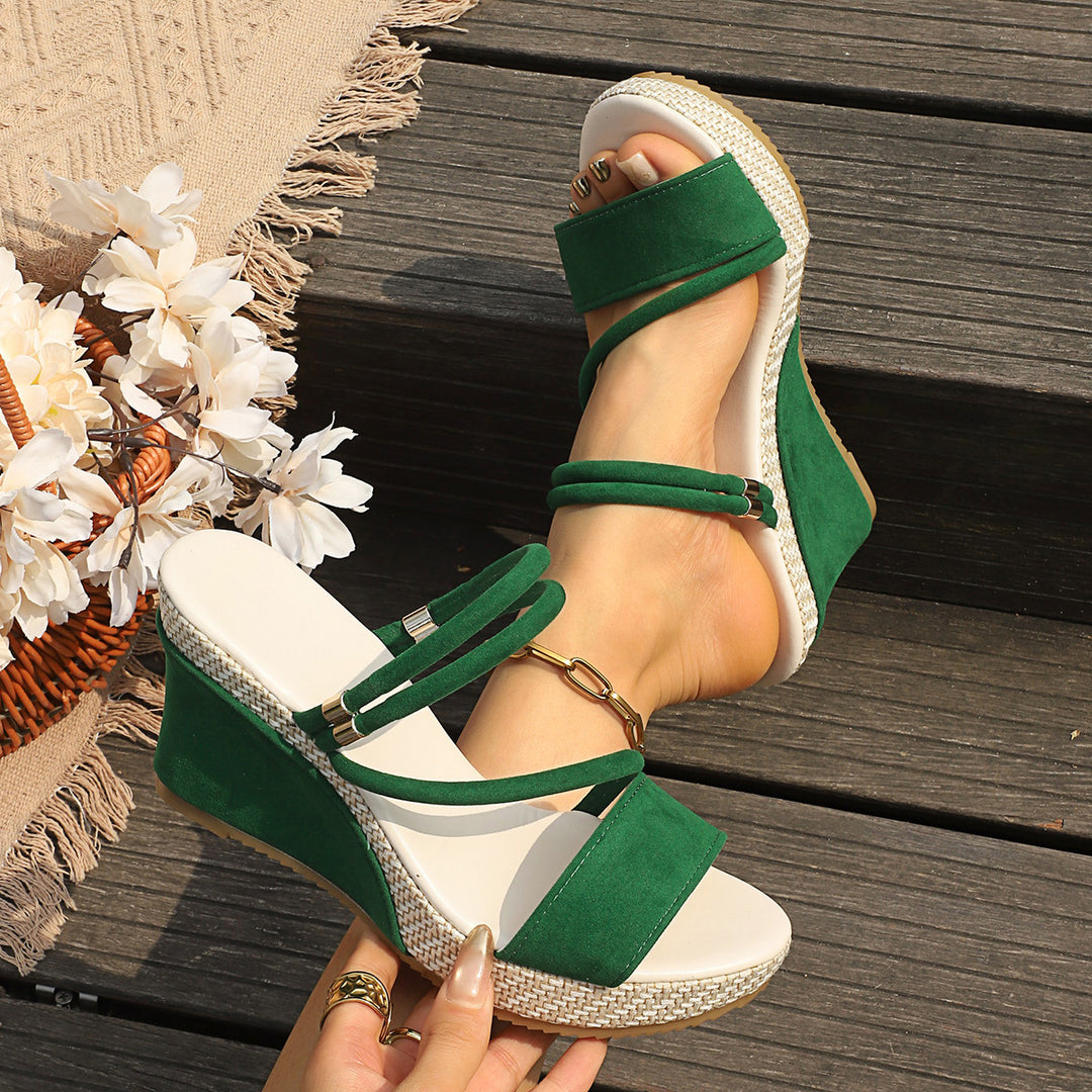 Damen Wedge-Sandalen mit modischen Riemen und komfortablem Fußbett EB