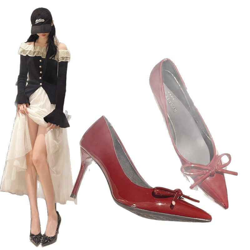 Damen elegante High Heels mit Schleifenakzent EB