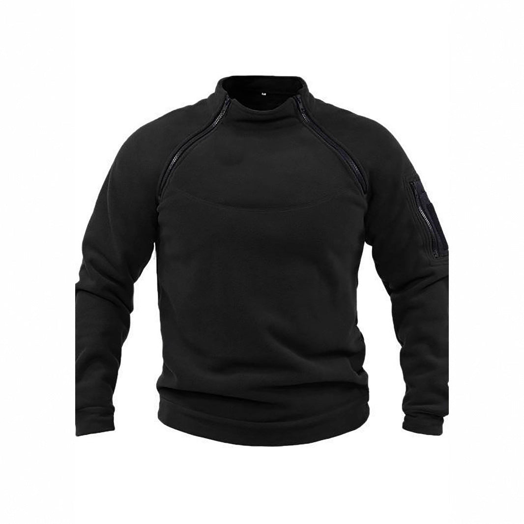 Herren Thermo-Fleecepullover mit hochschließendem Kragen und praktischen Taschen EB