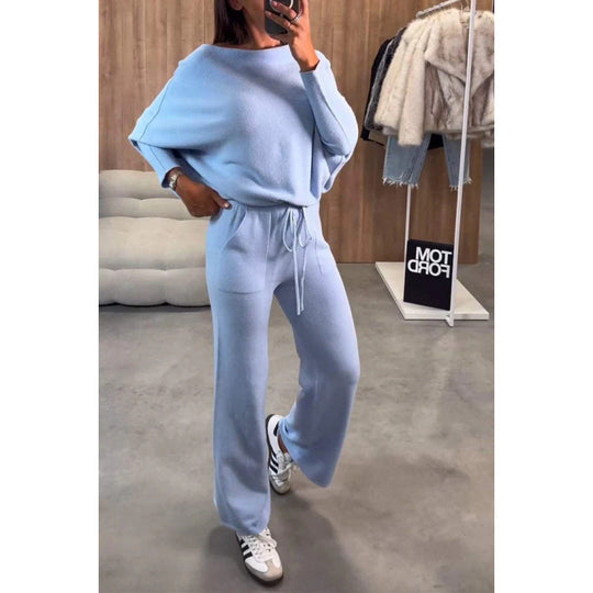 Damen bequeme Loungewear aus weichem Strickmaterial mit weitem Schnitt EB