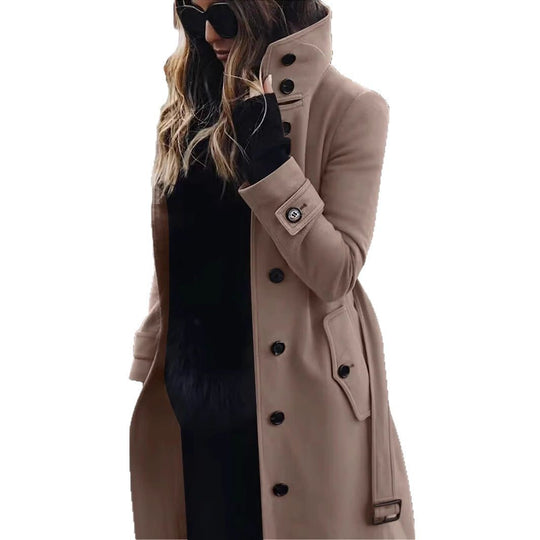 Damen eleganter Trenchcoat mit hohem Kragen EB