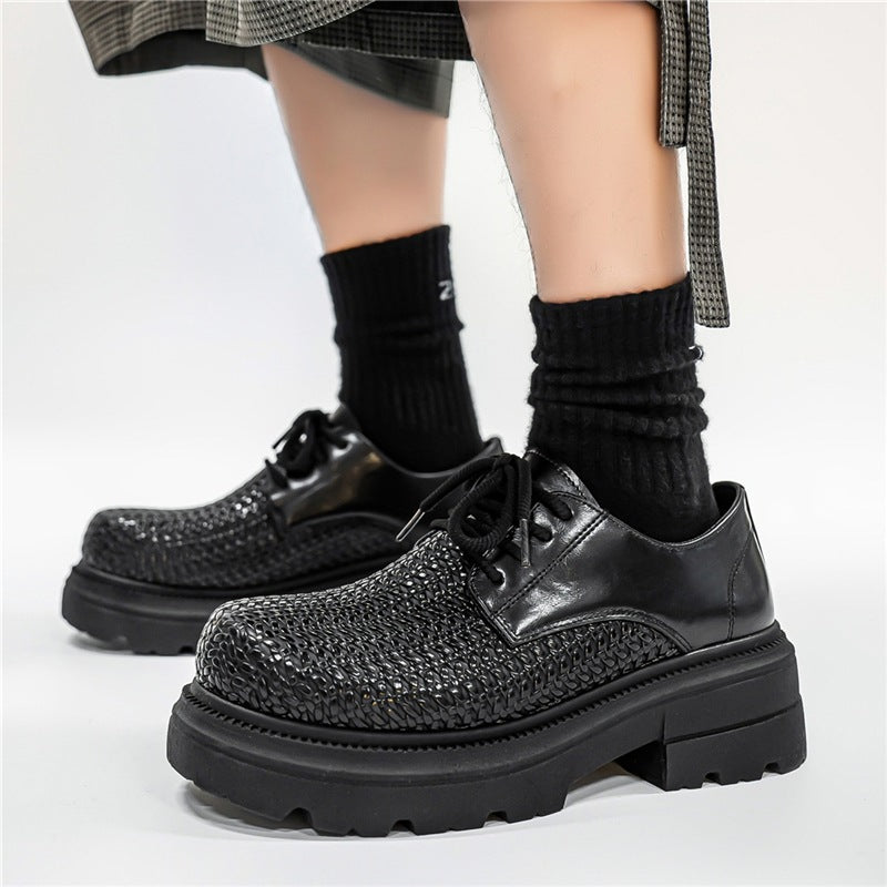 Damen gewebte Plateau-Derby-Schuhe mit robuster Profilsohle, atmungsaktivem Flechtoberteil und gepolstertem Komfortfußbett EB