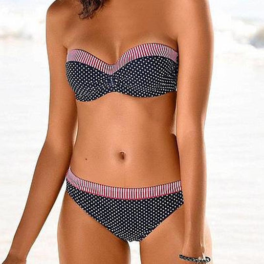 Damen Bandeau-Bikini mit gepolstertem Oberteil und wendbarem Höschen EB