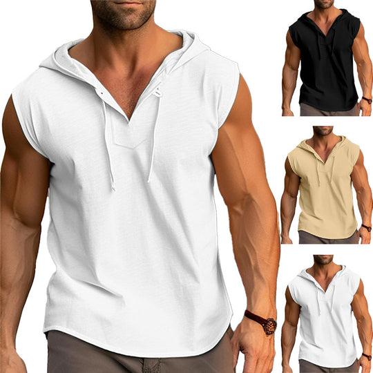 Herren ärmelloses Trainingsshirt mit praktischem Kapuzen-Design EB