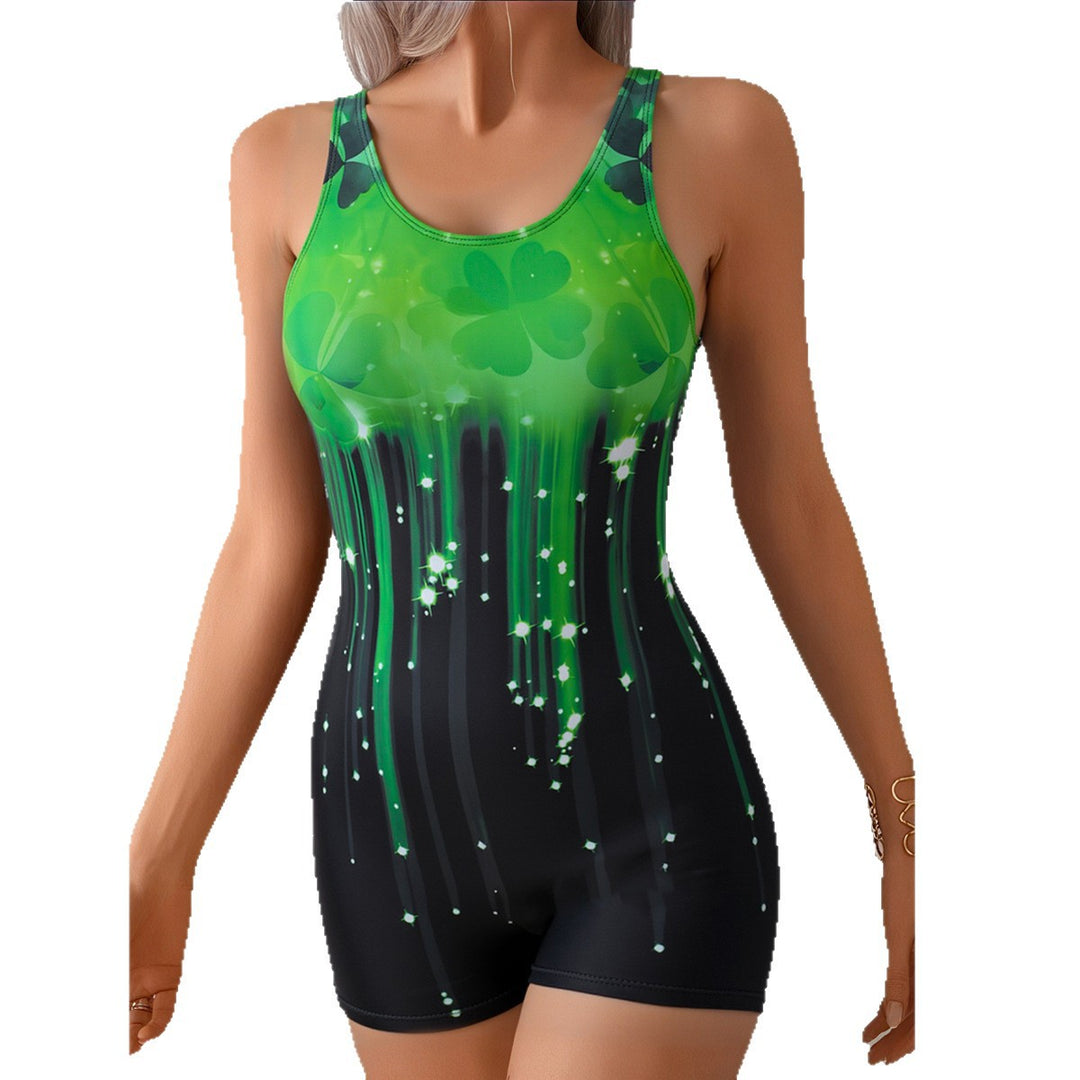 Damen Sportlicher Einteiler Badeanzug mit dynamischem Farbverlauf EB
