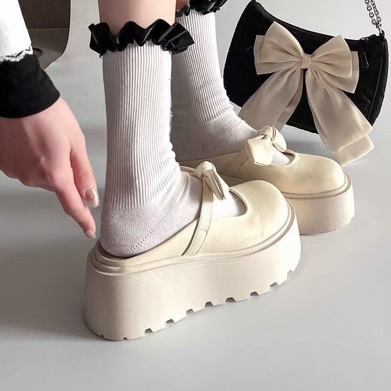 Damen Plateau Clogs mit verspieltem Schleifen-Design EB