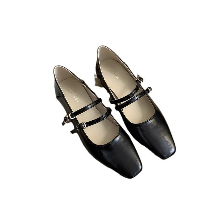 Damen elegante Mary Jane Ballerinas mit modischem Doppelriemen und komfortablem Fußbett EB