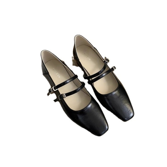 Damen elegante Mary Jane Ballerinas mit modischem Doppelriemen und komfortablem Fußbett EB