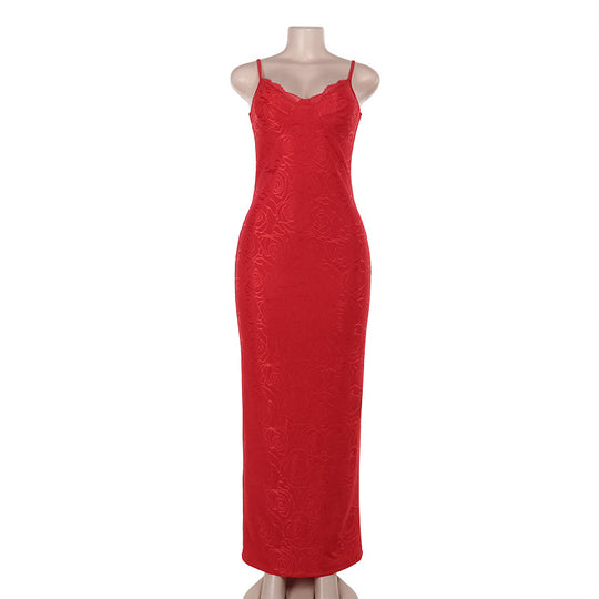 Damen figurbetontes Maxikleid mit floralem Design EB