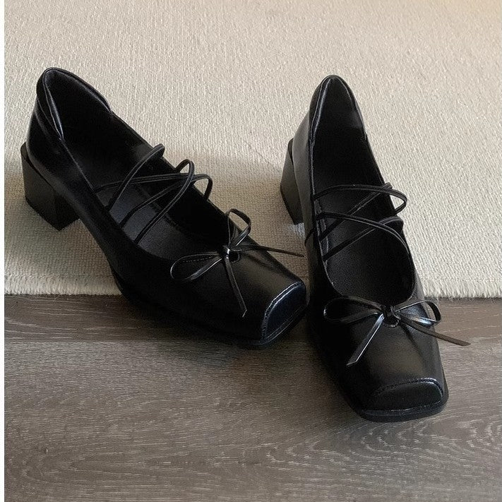 Damen elegante Ballerinas mit moderner Metalloberfläche und bequemem Blockabsatz EB