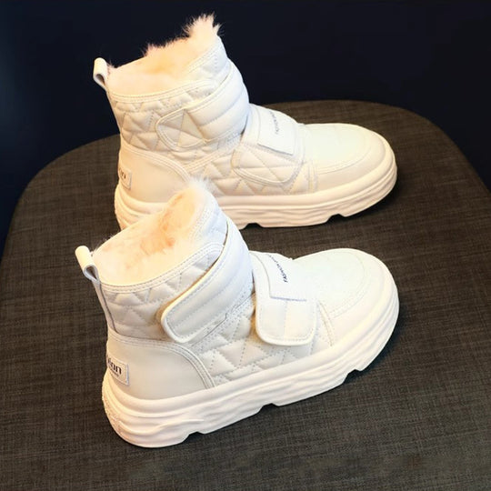 Damen Gefütterte Winterstiefel mit verstellbarem Klettverschluss und stylischem Design EB