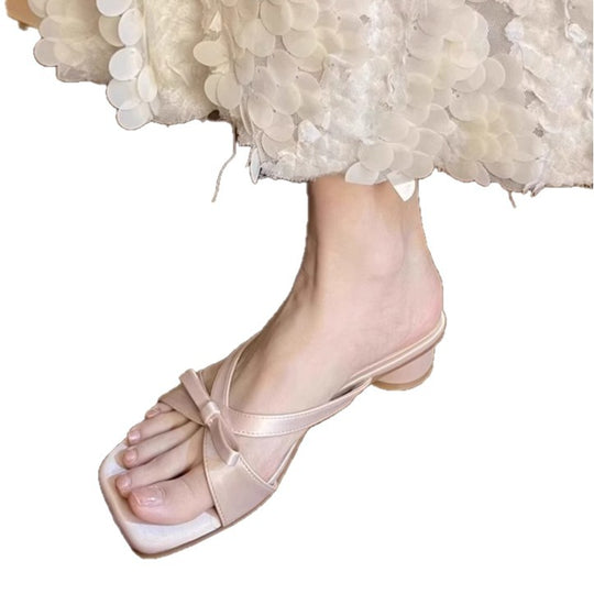Damen elegante Mules mit dekorativem Schleifenakzent EB