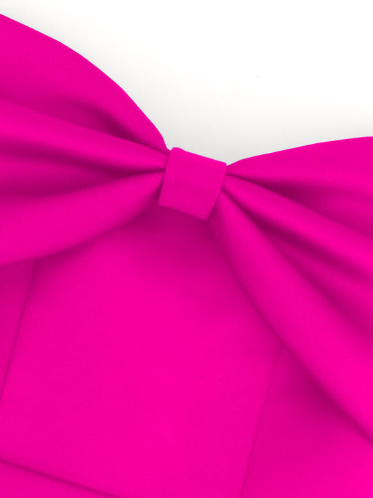 Damen figurbetontes Kleid mit schulterfreiem Design und voluminösem Schleifenakzent EB