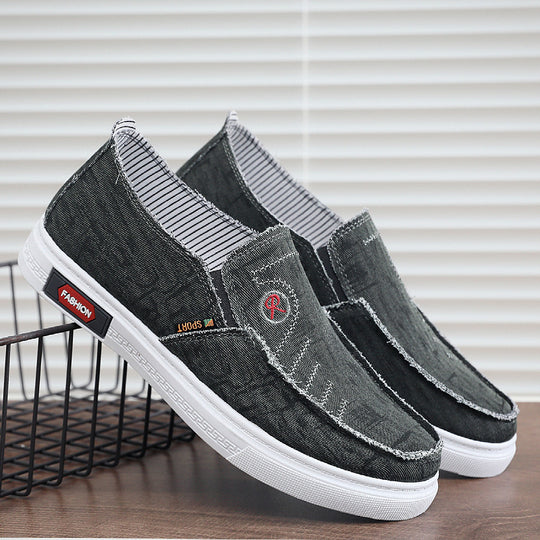 Damen lässige Slip-On Schuhe mit elastischem Einsatz und modischem Denim-Design EB