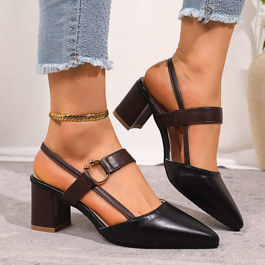 Damen Slingback Heels mit transparentem Design und elegantem Blockabsatz EB