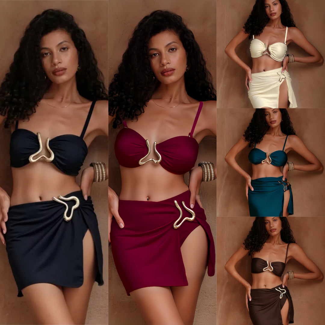 Damen Bikiniset mit elegantem Wickelrock und modischem Design EB