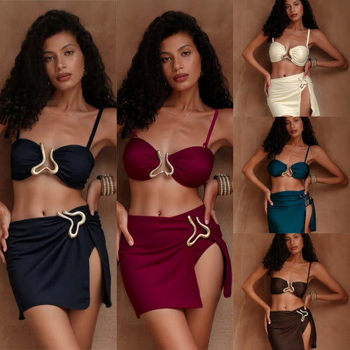 Damen Bikiniset mit elegantem Wickelrock und modischem Design EB