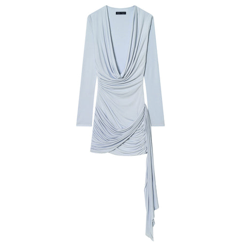 Damen Wickelkleid mit eleganter Drapierung und tiefem V-Ausschnitt EB