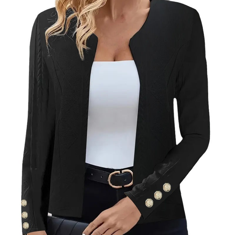 Damen modische Kurzjacke mit eleganten Knöpfen und strukturiertem Design EB