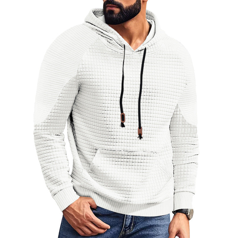 Herren nan Kapuzenpullover mit quadratischer Struktur, Raglanärmeln und Kängurutasche EB