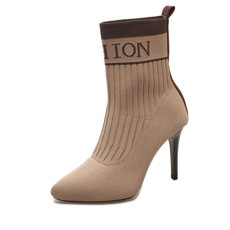 Damen Strumpfstiefel mit elegantem Design und hohem Absatz EB