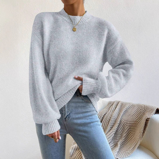 Damen Kuschelpullover mit weitem Schnitt und hochgeschlossenem Kragen EB