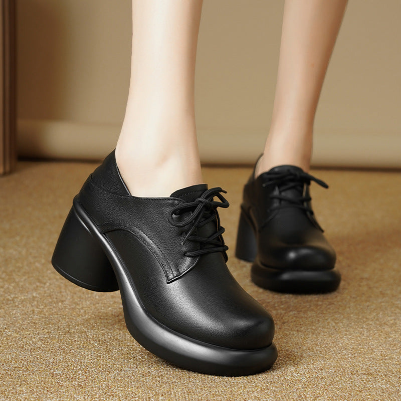 Damen Retro Schnürschuhe mit bequemer Plateausohle EB