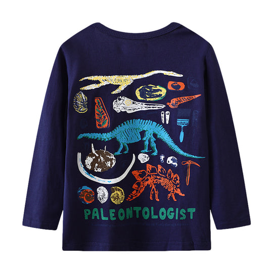 Jungen Langarmshirt mit Dinosaurier-Skelett-Design EB