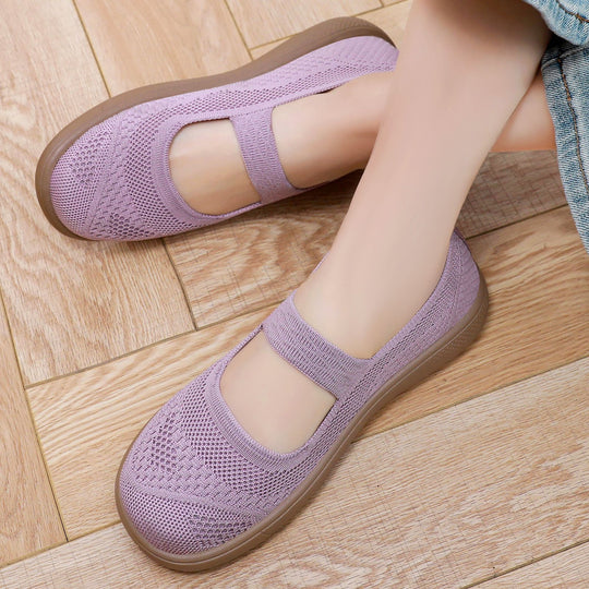Damen Komfortable und atmungsaktive Ballerinas mit elastischem Riemen EB