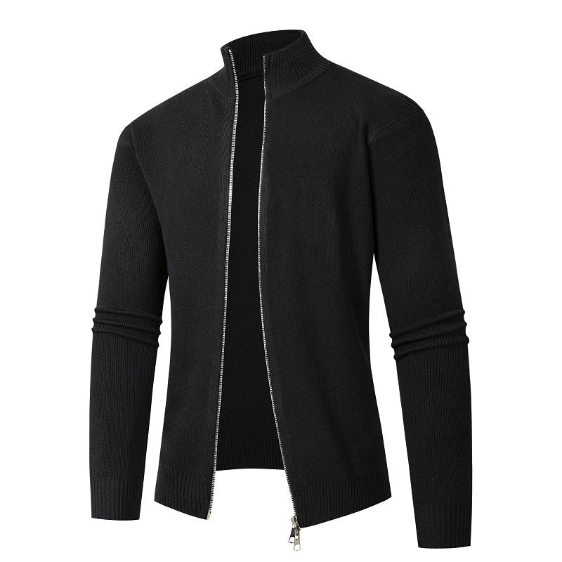 Herren modische Strickjacke mit hohem Kragen und Reißverschluss EB