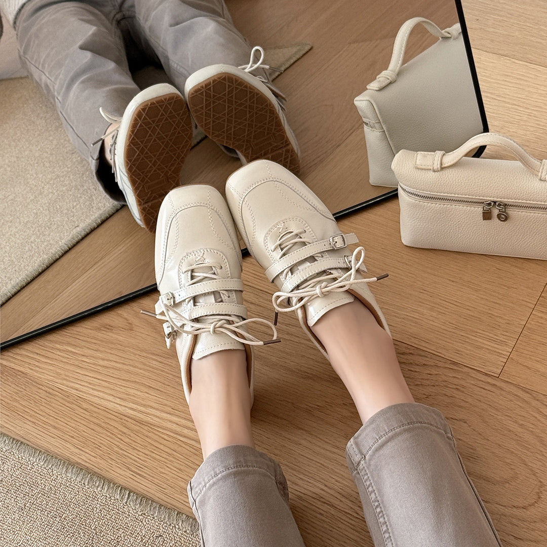 Damen Elegante Freizeitschuhe aus hochwertigem Leder mit modischem Schnürsystem EB
