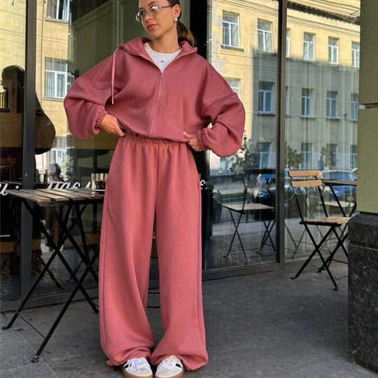 Damen Sportlicher Freizeitanzug mit weitem Schnitt und elastischen Details EB