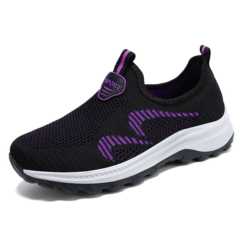 Damen nan leichter atmungsaktiver Strick-Slip-On Sneaker mit stoßdämpfender EVA-Zwischensohle und griffiger Profilaußensohle EB