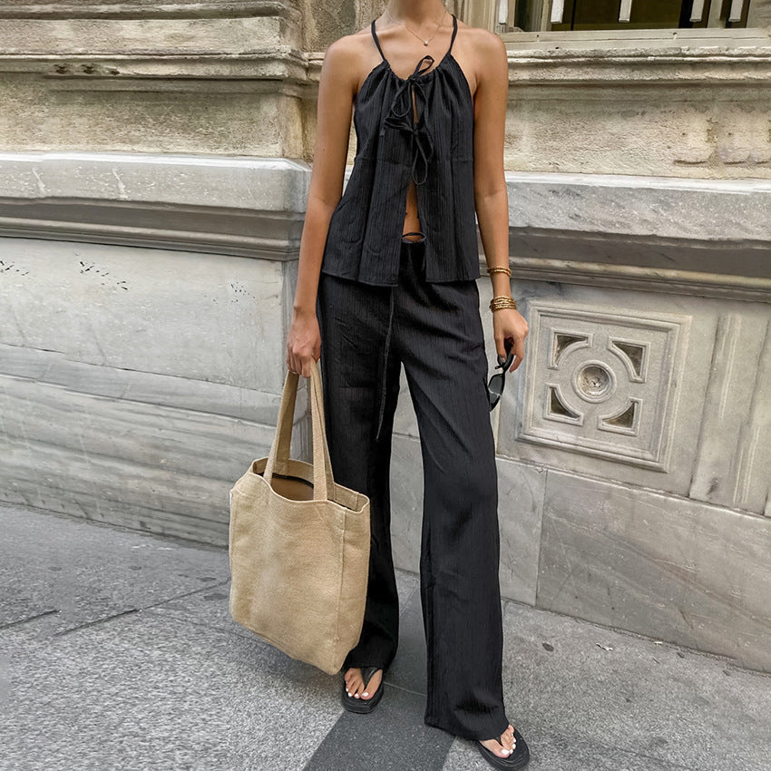 Damen luftiges Blusenkleid mit verstellbaren Trägern und Rüschendetails EB