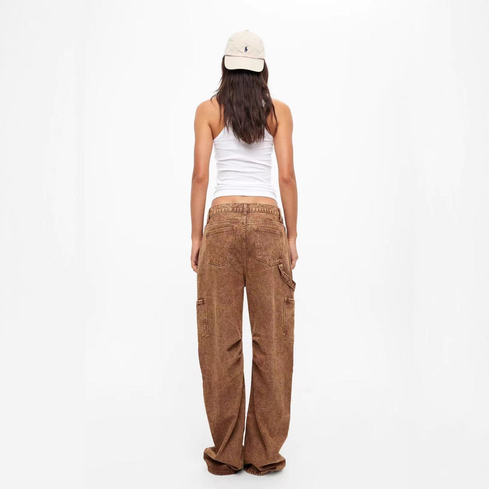 Damen lässige Cargo-Jeans mit verstellbarem Bund EB