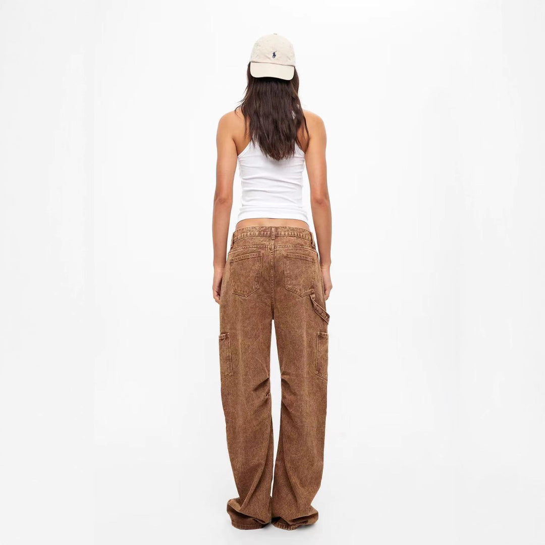 Damen lässige Cargo-Jeans mit verstellbarem Bund EB