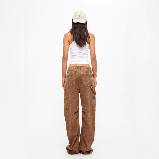 Damen lässige Cargo-Jeans mit verstellbarem Bund EB