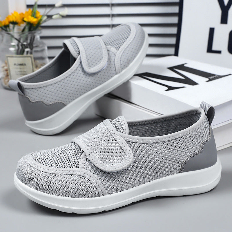 Damen Bequeme Slip-On Sneakers mit verstellbarem Klettverschluss und atmungsaktiver Obermaterial EB