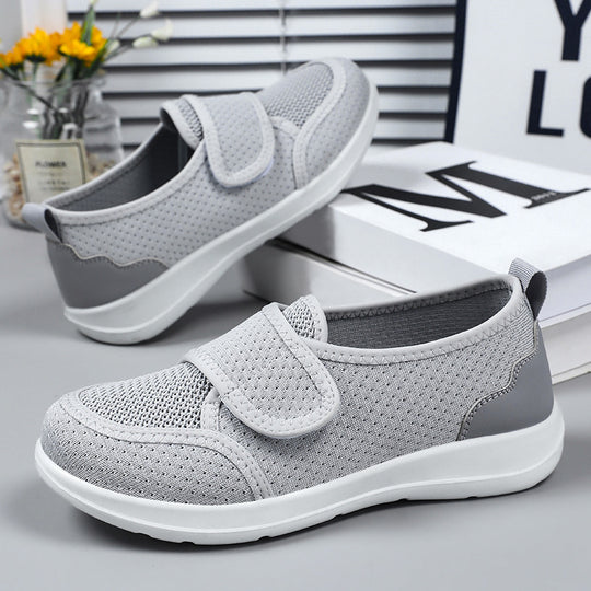 Damen Bequeme Slip-On Sneakers mit verstellbarem Klettverschluss und atmungsaktiver Obermaterial EB