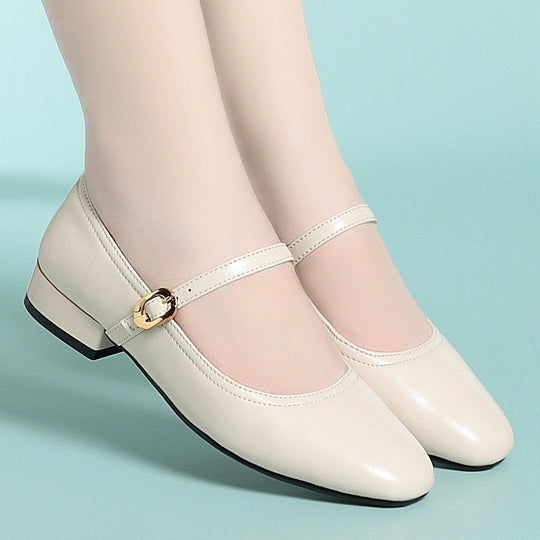 Damen Elegante Mary Jane Ballerinas mit Schmuckdetails und bequemem Absatz EB