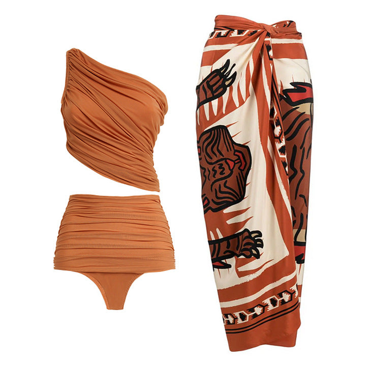 Damen modisches Zweiteiler Bikini-Set mit eleganter Wickelrock EB