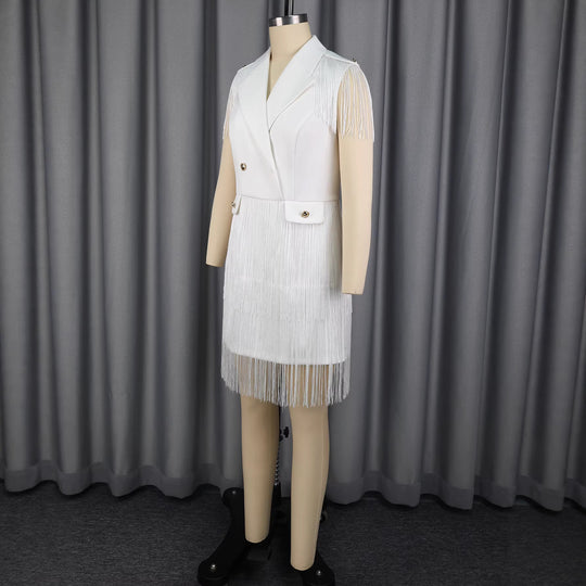 Damen Fransen-Kleid im eleganten Blazer-Stil EB
