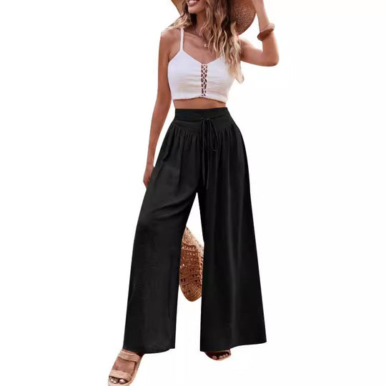 Damen Weite Palazzo-Hose mit hoch geschnittenem Bund und lässigem Schnitt EB