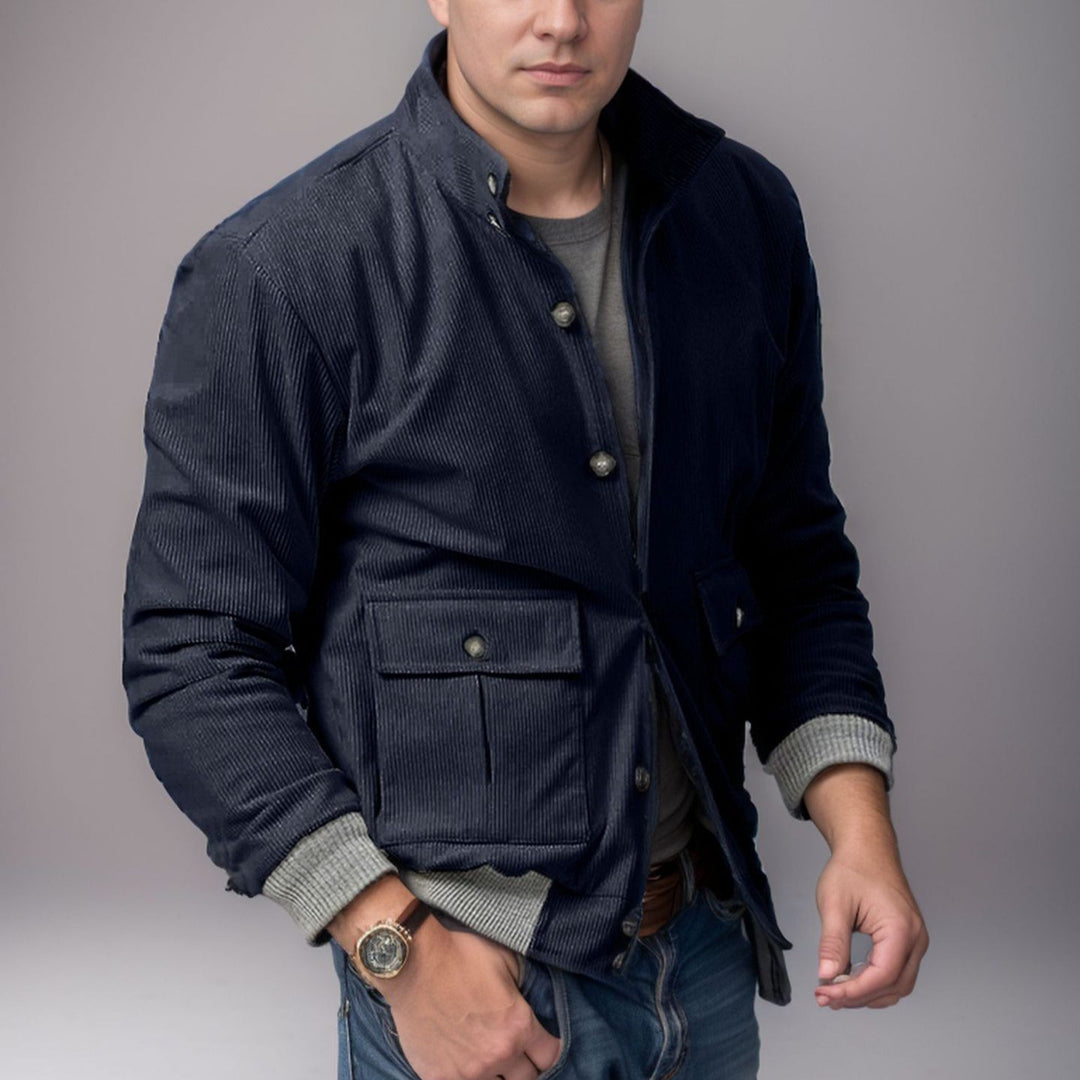 Herren sportliche Cordjacke mit praktischen Taschen und modernem Design EB
