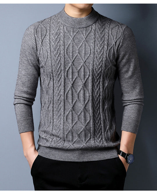 Herren Strickpullover mit strukturiertem Zopfmuster EB