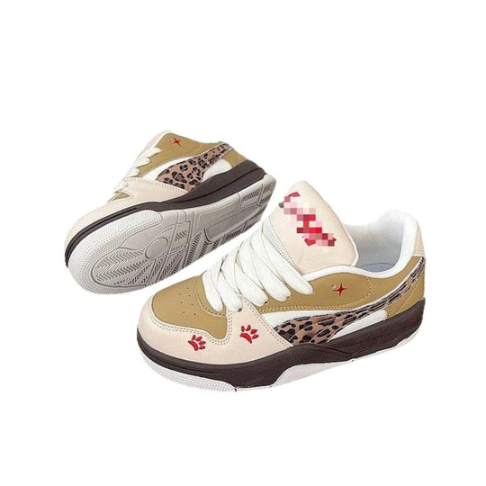 Damen Sportliche Sneaker mit animalischem Muster und bequemer Dämpfung EB