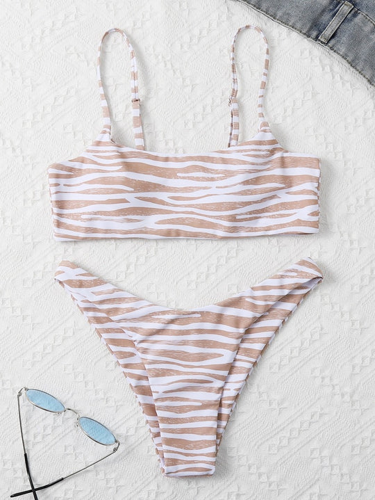 Damen Triangel-Bikini-Set mit sportlichem Design und verstellbaren Trägern EB