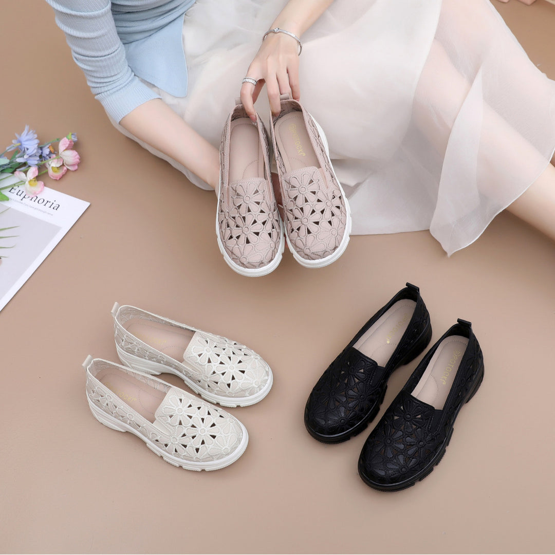 Damen Slip-On Freizeit-Schuhe mit floralem Design EB