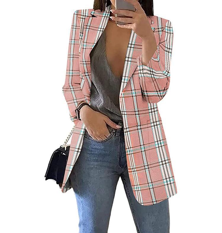 Damen Karierter Blazer mit modernem Schnitt und lässigen Details EB